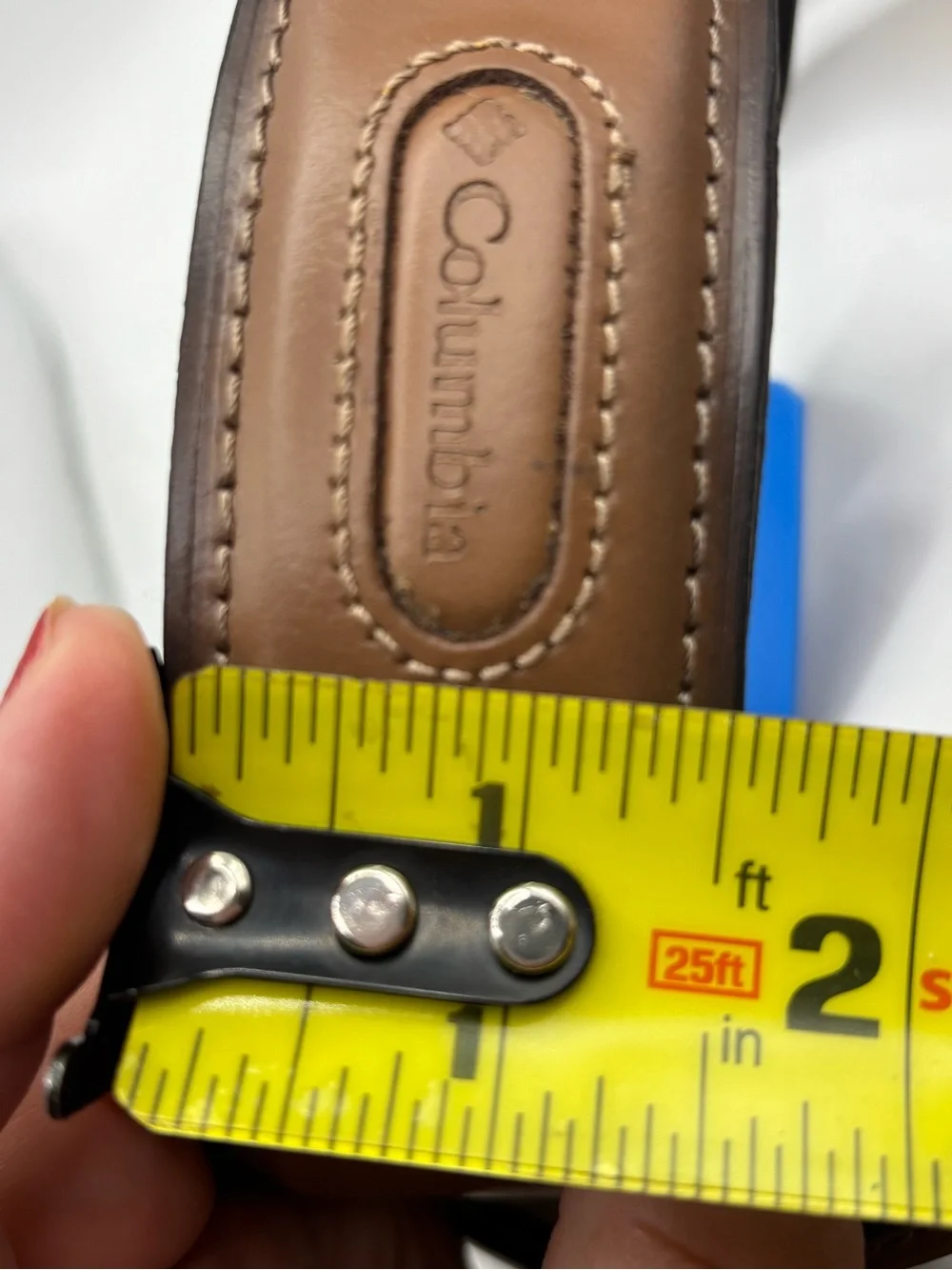 New Columbia Men's Tan Beige Light Brown Leather Belt Size 48 Stitching XXL